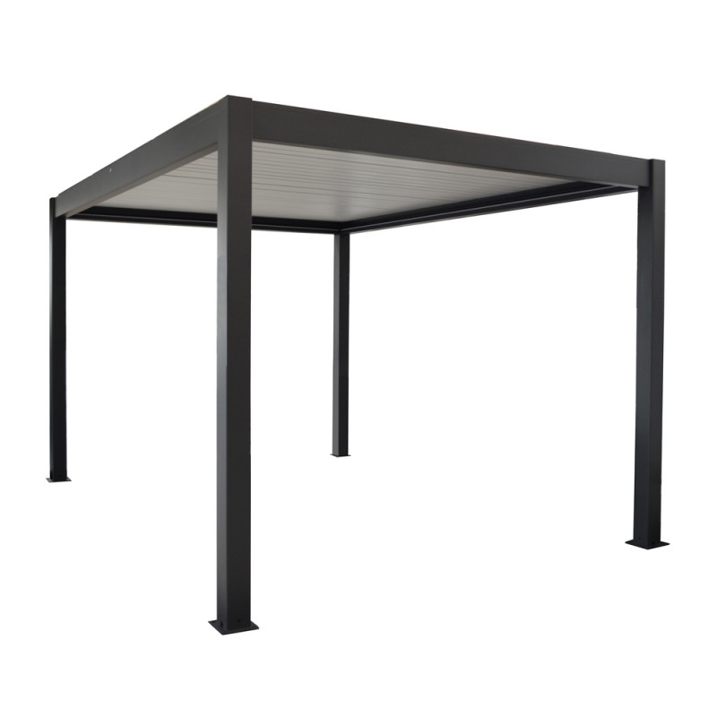 Pergola motorisée à LED Zephyr en aluminium gris -