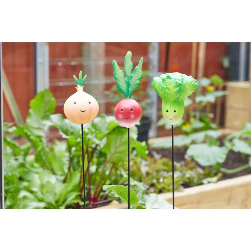 Pique décorative Loony Veggies en métal blanc/vert