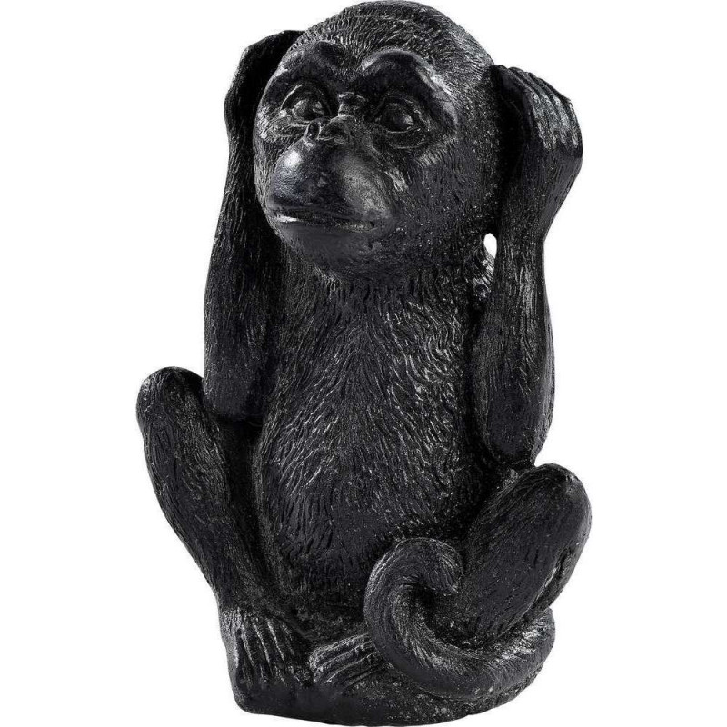 Statue zen Singe rien entendu en béton ciré noire