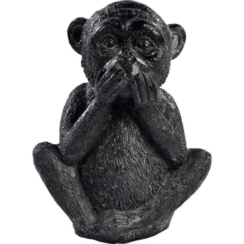 Statue zen Singe dirai rien en béton ciré noire -