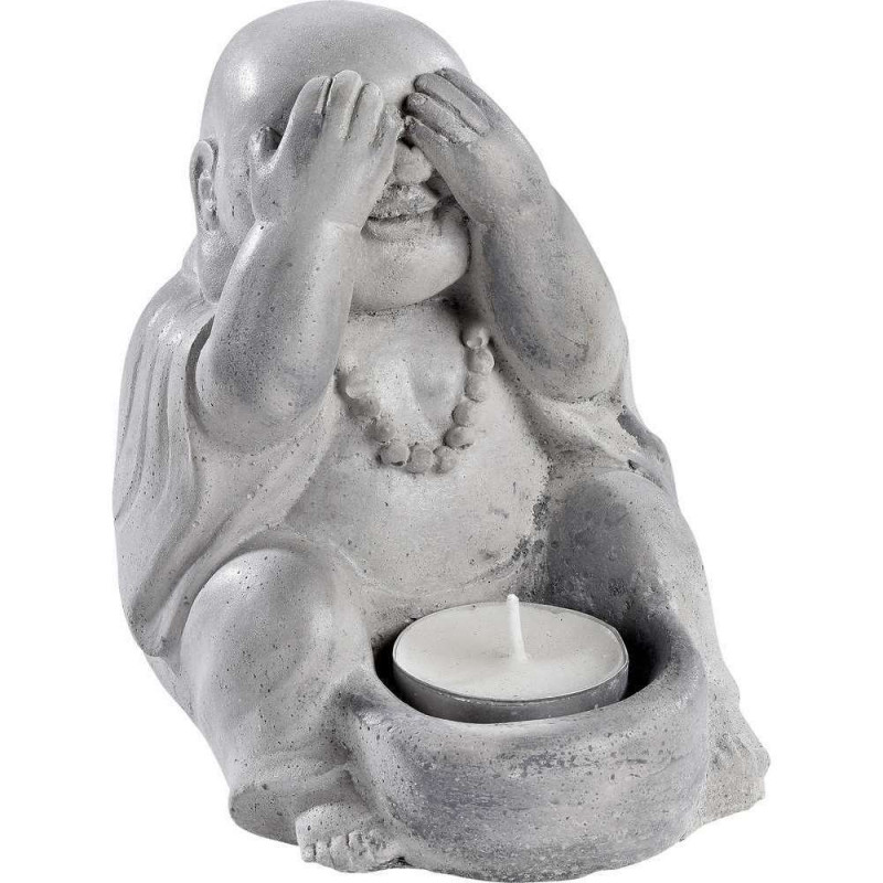 Photophore moine zen en béton ciré gris - L. 11xl.