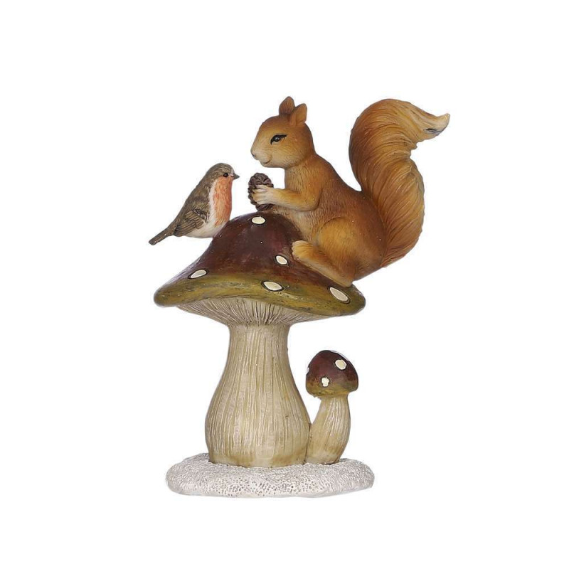 Ecureuil marron sur champignon - L. 10,5xl. 7xH. 1
