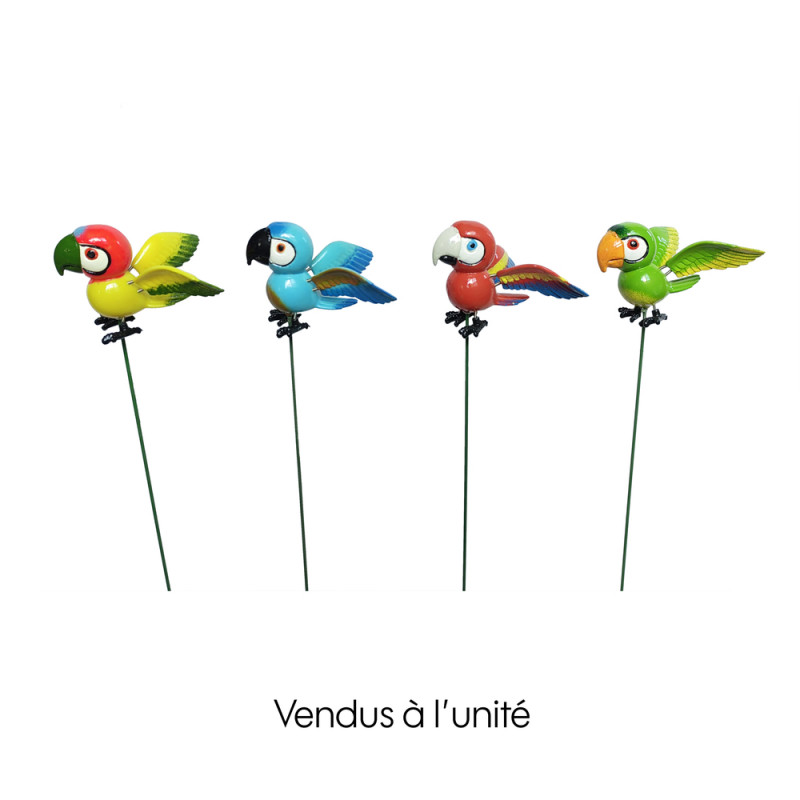 Décoration à piquer : petit perroquet - H. 65,5cm