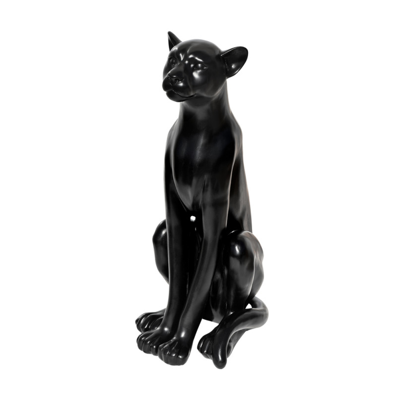 Statue Panthère noir cire H. 74cm