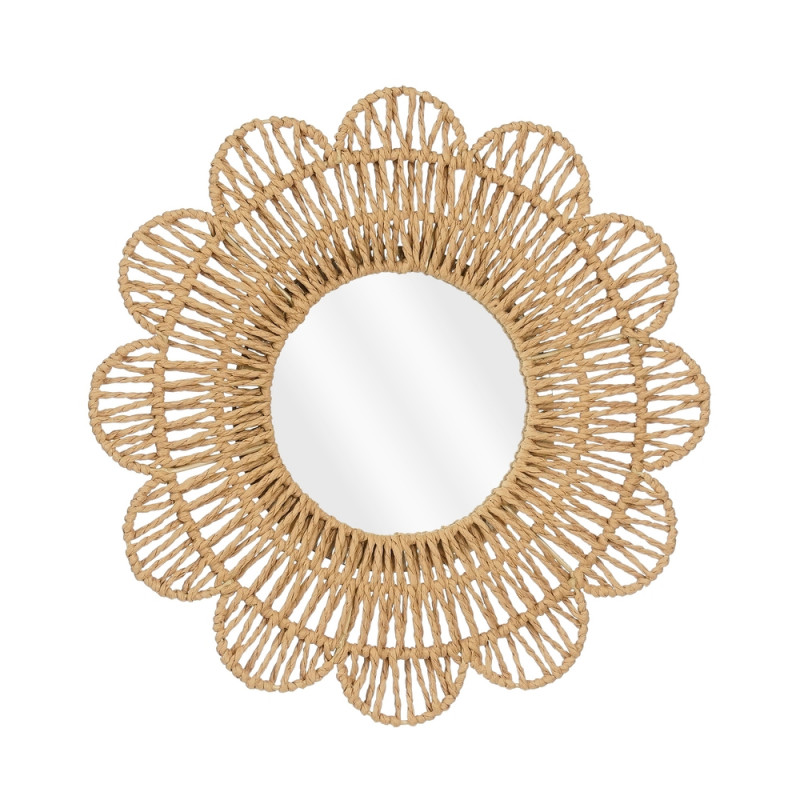 Miroir mural, coloris marron - H. 2xD. 39cm