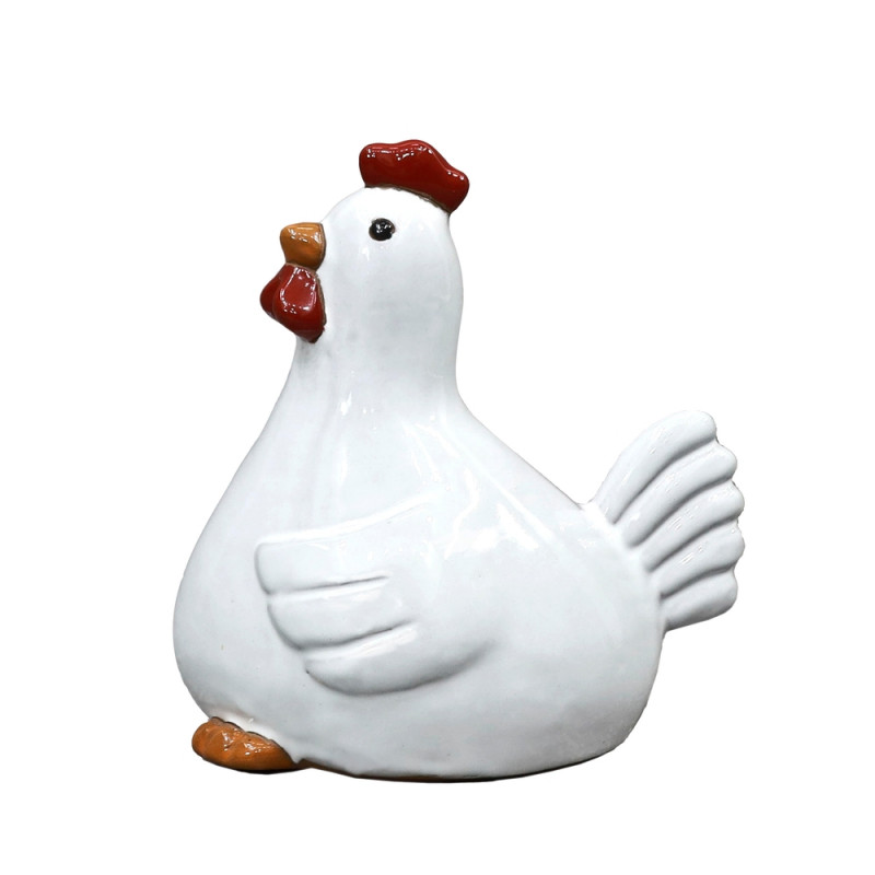 Statue de poule, en céramique - H. 18cm