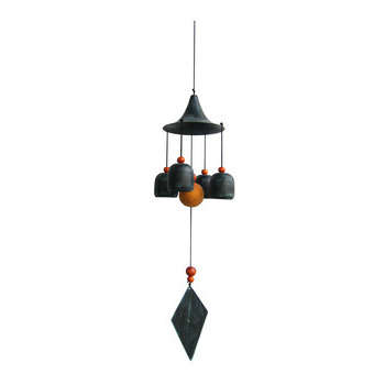 Carillon Oriental en acier bleu gris - H. 49 cm