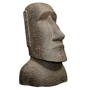 Moaï en pierre reconstituée gris naturel - H. 40 c