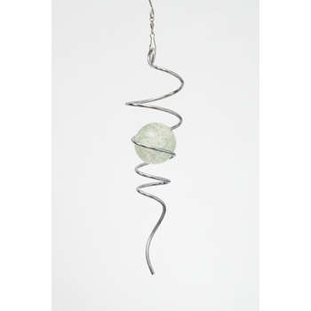 Spirale argentée, balle luminescente : H.25cm
