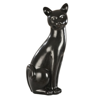 Chat en pierre reconstituée anthracite - H. 58 cm