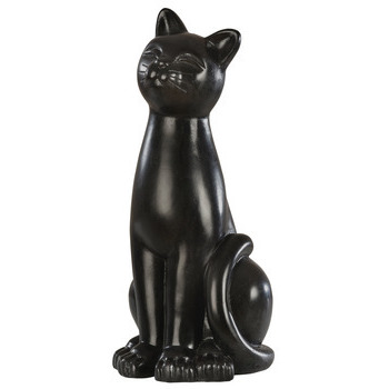 Chat en pierre reconstituée anthracite - H. 42 cm