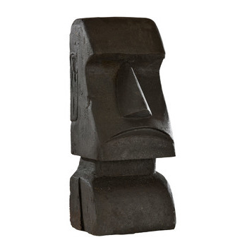 Statue Moia en pierre reconstituée, ciré noir H. 5