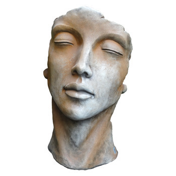 Statue visage de femme en pierre reconstituée roui