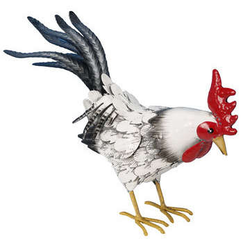 Coq en métal blanc - 37x11x29 cm