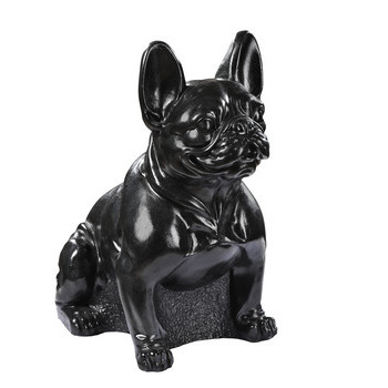Bouledogue assis ton ciré noir, H. 43 cm