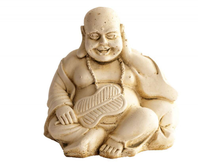 Statue mini bouddha et palme en pierre reconstitué
