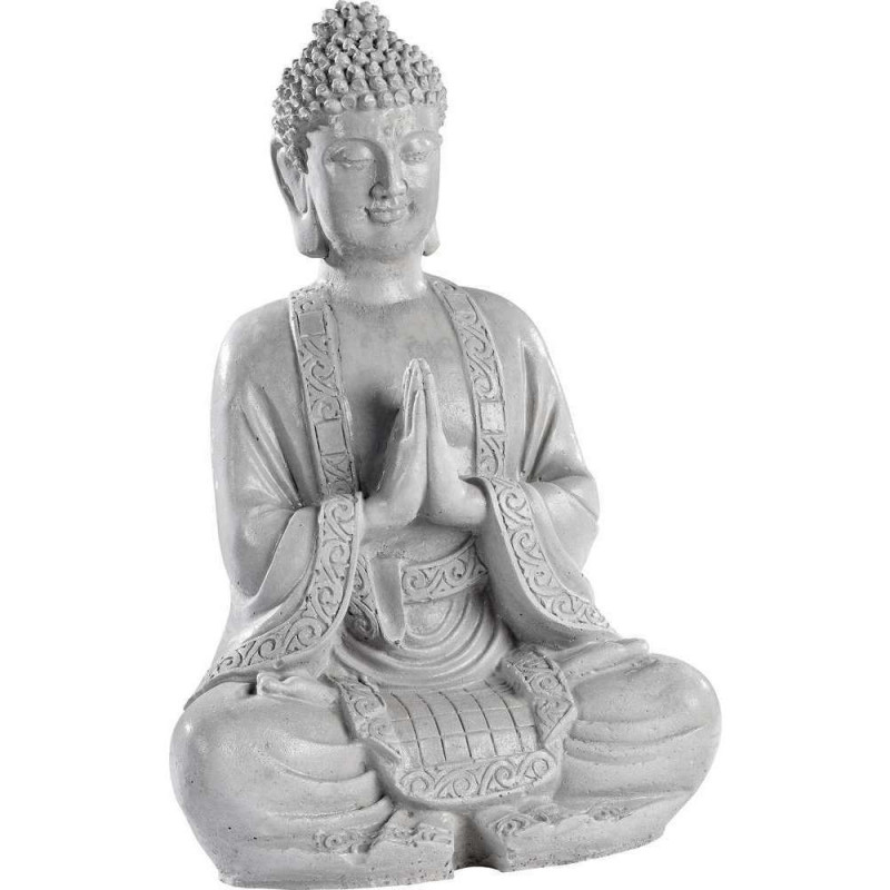 Statue bouddha hindou en prière en béton ciré gris