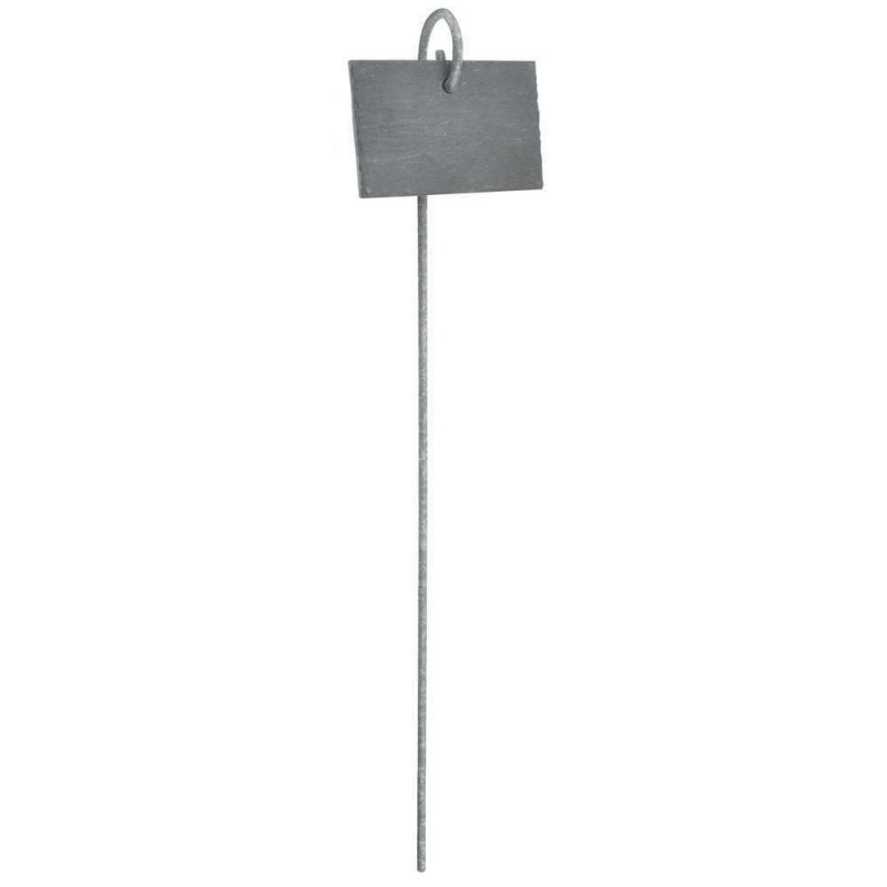 Etiquette ardoise + support : H. 36 cm