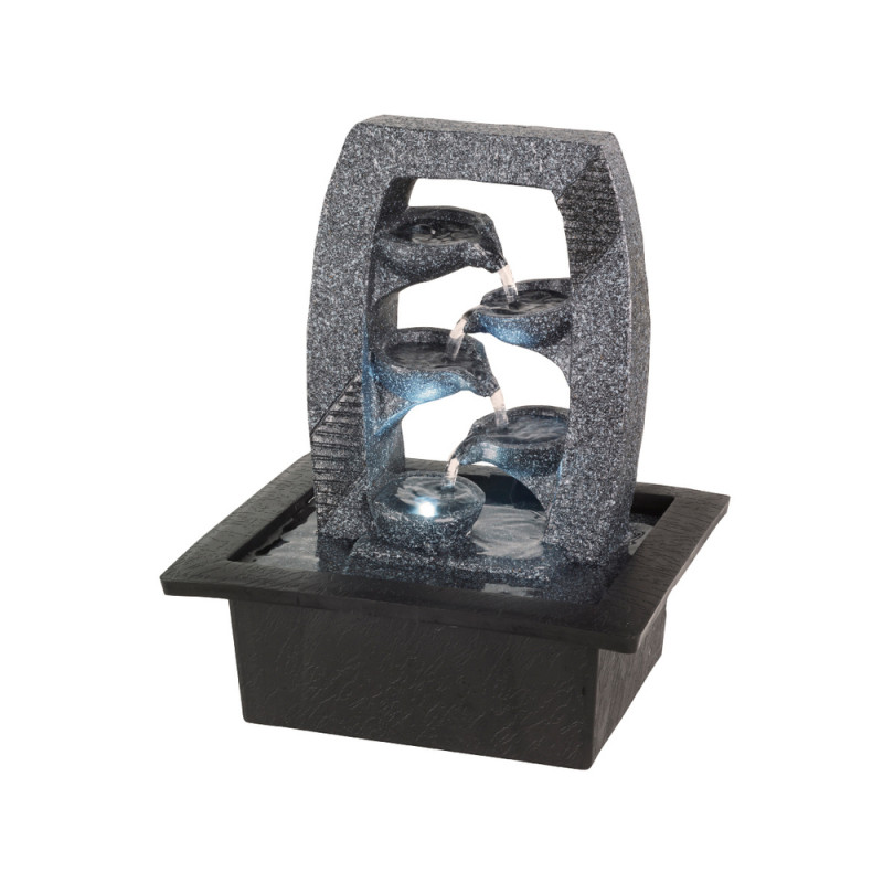 Fontaine LED cascade en polyrésine, coloris gris -