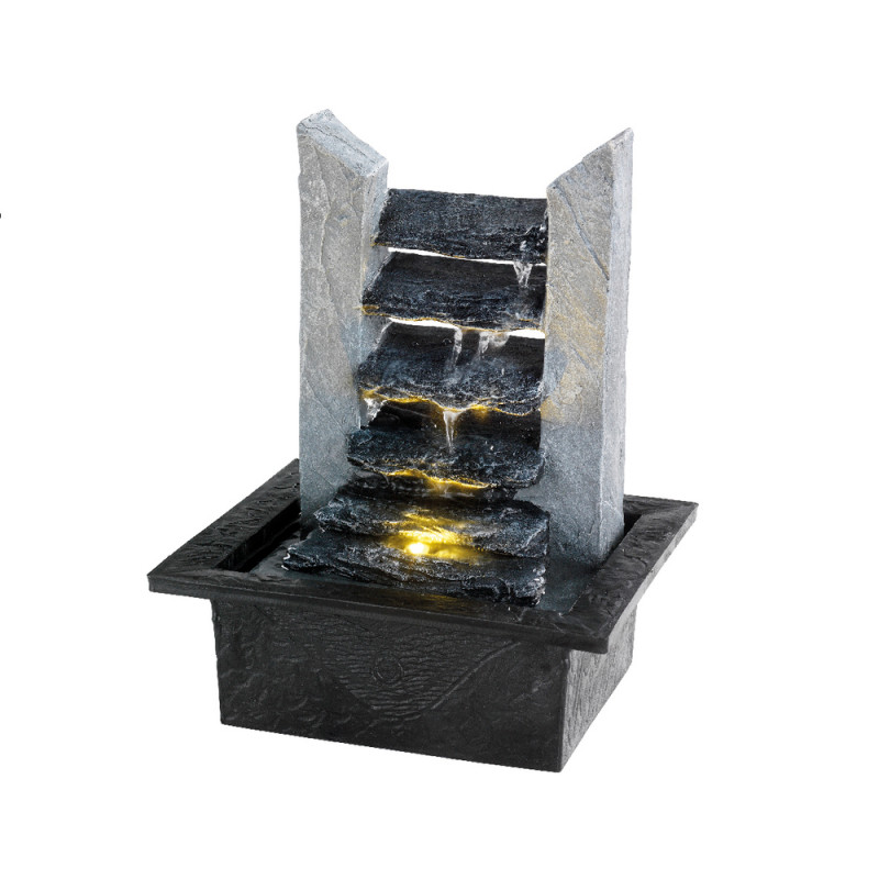 Fontaine LED cascade en polyrésine, coloris brun -