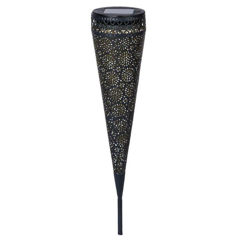 Torche solaire Guernsey motif fleurs métal anthrac