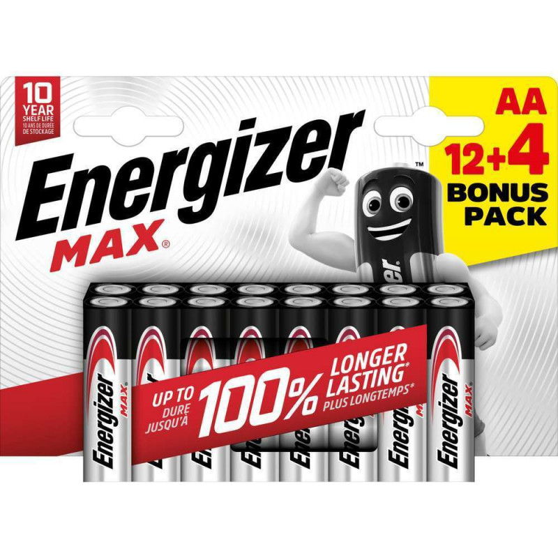 Piles alcalines Energizer Max AA/LR06, pack de 12+