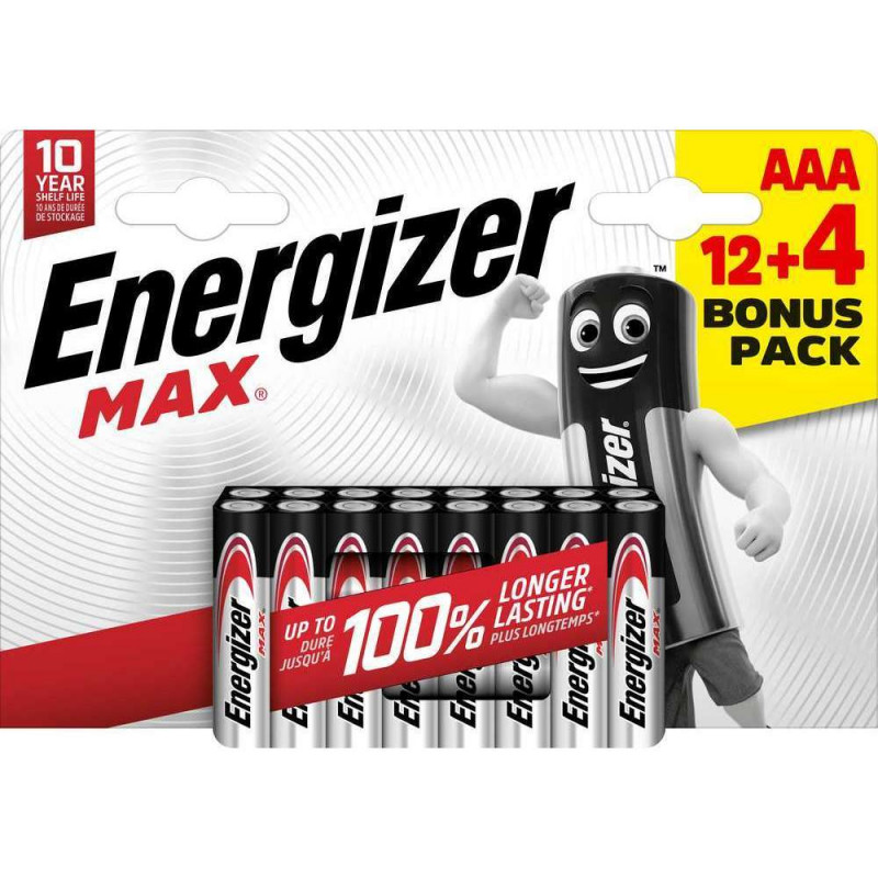 Piles alcalines Energizer Max AAA/LR03, pack de 12