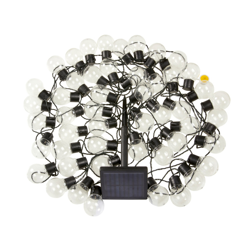 Guirlande solaire LED GloBulb, 40 ampoules, blanc