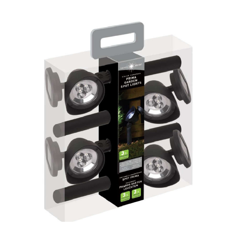 Carry Pack: 4 spots Prima, en plastique noir H. 34