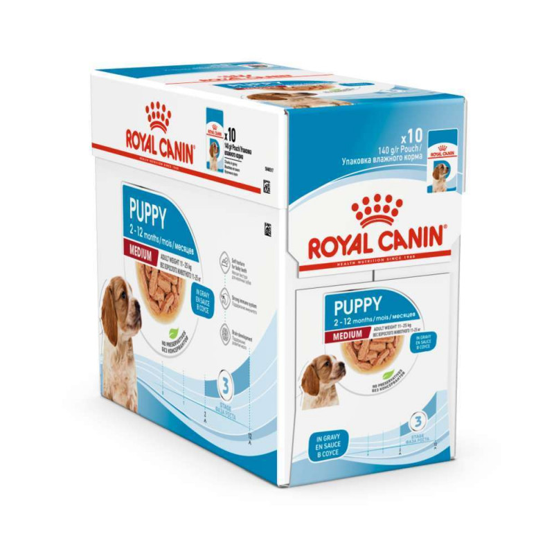 Bouchées en sauce pour chiot de taille moyenne 10x