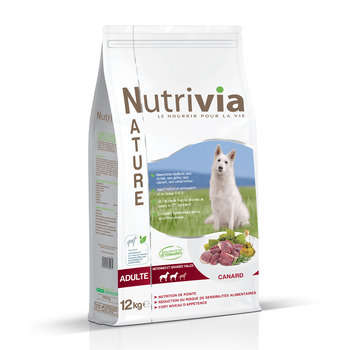 Croquettes chien adulte au canard - 12 kg