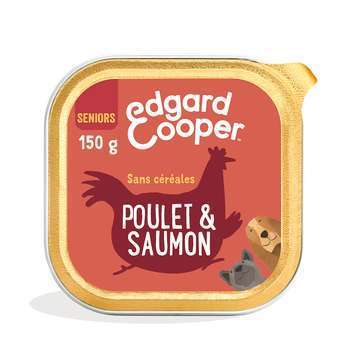 Barquette poulet et saumon sans céréales pour chie