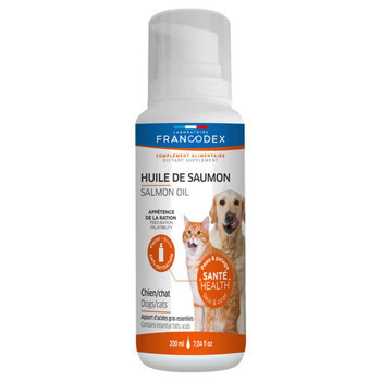 Huile de saumon pour chien et chat  flacon de 200