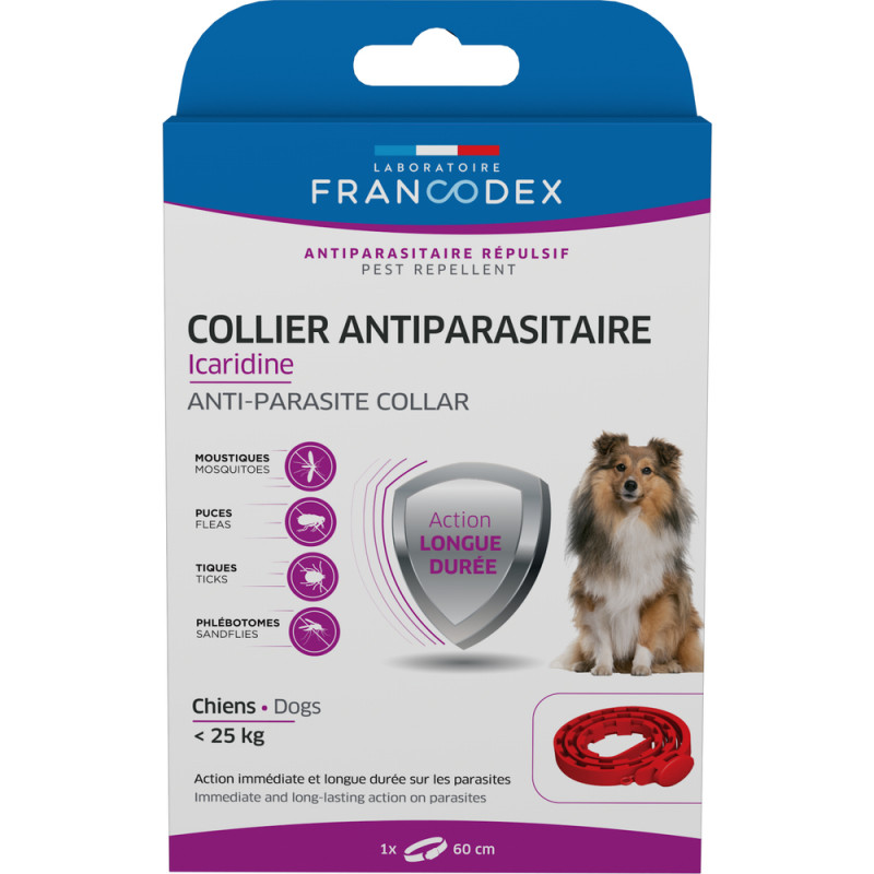 Collier antiparasitaire icaridine 60 cm rouge pour