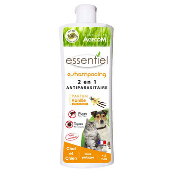 Shampooing 2en1 au parfum vanille pour chien et ch