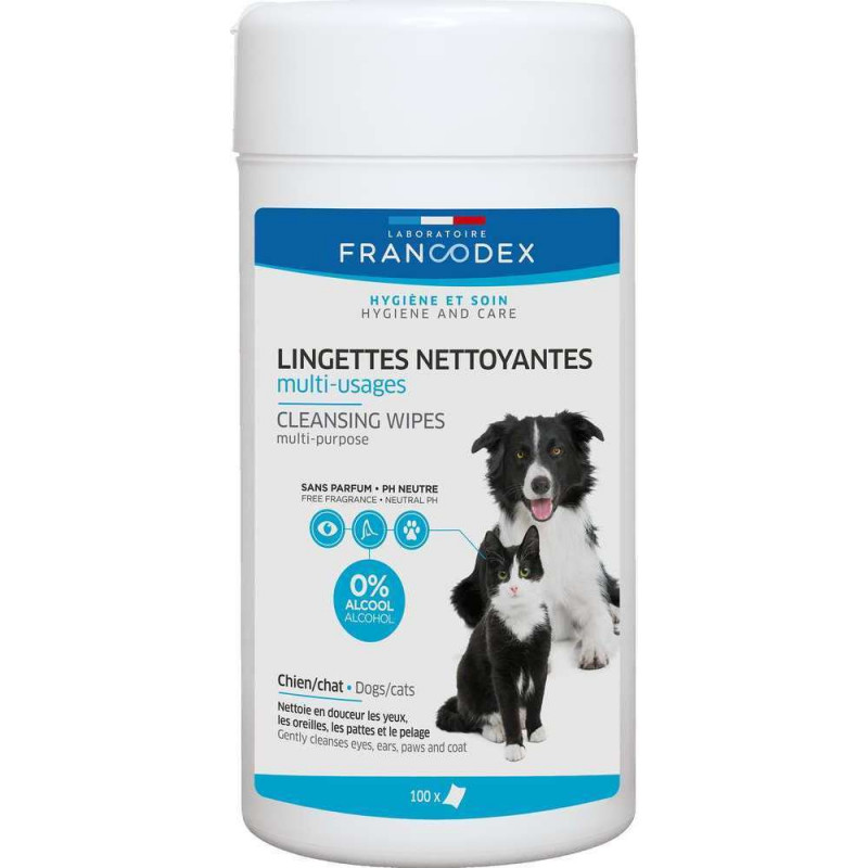 Lingettes nettoyantes chien/chat x100