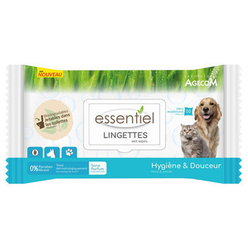Lingettes Sans Parfum 0% Paraben pour Chien et Cha