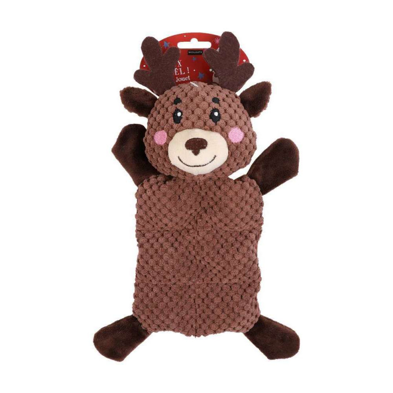 Jouet peluche plate cerf avec sifflet pour chien
