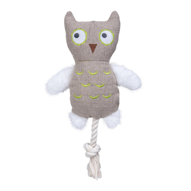 Jouet pour chien : chouette avec corde - H. 32cm