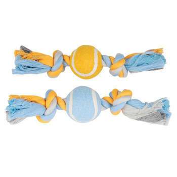 Jouet Corde coton et balle tennis pour petit chien