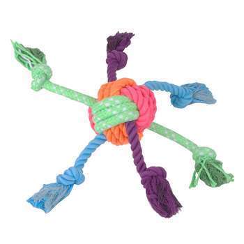Jouet pour chien balle corde patchwork L