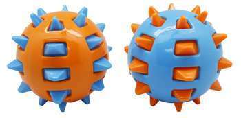 Jouet pour chien balle bicolore avec picots TPR sh