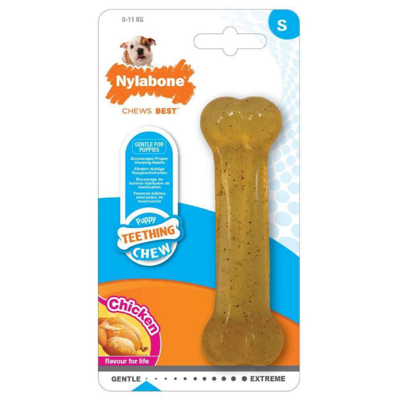 Jouet pour chiot Nylabone puppy bone au goût poule