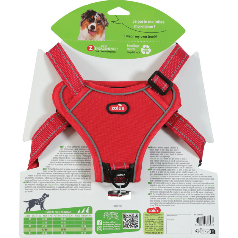 Harnais Easyride pour chien, coloris rouge - taill