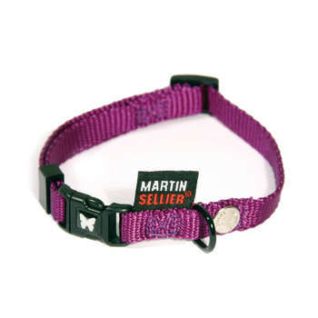 Collier chien réglable : nylon, mauve, 1x30cm