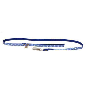 Laisse nylon Pois bleu largeur de 1 cm et longueur