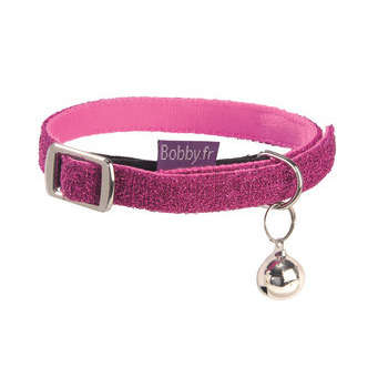 Collier nylon chat Disco rose :Longueur 30 cm