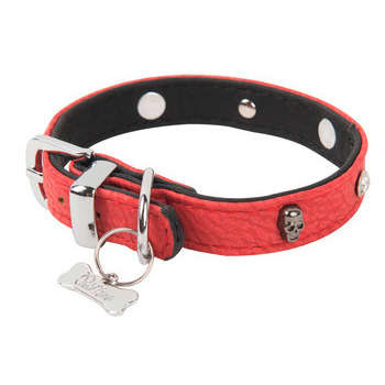 Collier chien Rock Petmini,Simili cuir, rouge : L.