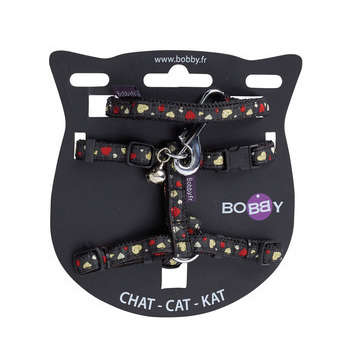 Harnais et laisse Lovely assortis en noir XS