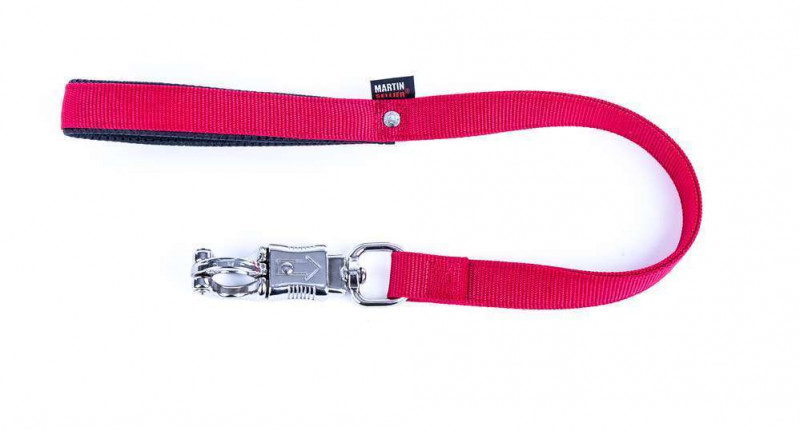 Laisse courte chien : nylon, rouge, 70x2,5cm